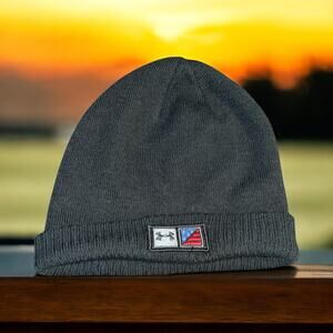Under Armour Mens Freedom Knit Beanie Cap Skull Hat Rib Cuff 1343191 Black
